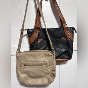 Bundle of 2 Stone Mountain purses (black/brown and tan)
